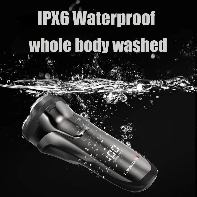 Komindon Electric Razor for Men Face Portable LED Display Rechargeable Waterproof Rotary Shaver with Pop-up Trimmer Pack of 40 - Image 4