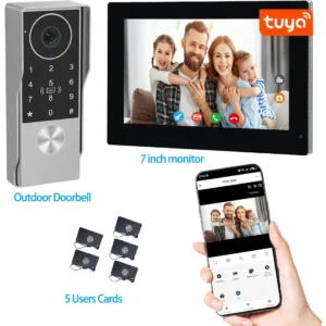 KW07 Tuya 1080P 7/10 Inch Touch Monitor Fingerprint Unlock Video Intercom Doorbell Security System for Villa Home