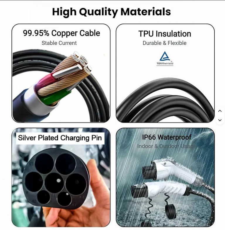 Manufacture TUV Mark Certified Dual Type 2 to Type 2 EV Charging Cables 3.5-22KW Flame Retardant Custom Logo Cross-border Supply Pack of 2 - Image 2