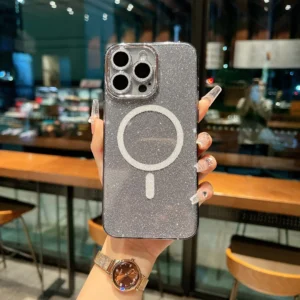 Fashion DIY Glitter Electroplate Clear Magnetic TPU Case for 17/16/15/14/Plus/13/12/11 Pro Max Wireless Charging Pack of 2