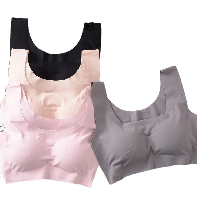 Push up Ice Silk Sleep Bra for Women Sexy Lingerie Seamless Unwired Ring Women Underwear Yoga Sports Bralette Pack of 2