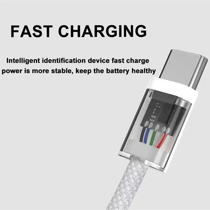 60W PD Fast Charging USB C to Type C Cable Braided Mobile Phone Charger Cord /16 Android Samsung Xiaomi for iPhone 15 Pack of 200 - Image 4