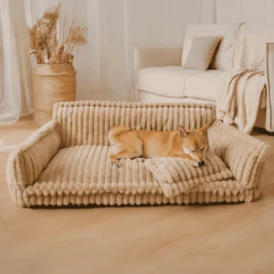 Modern Luxury Pet Bed Plush Dog Sofa Warm Soft Neck Head Bolster Washable Removable Pet Dog Bed