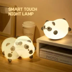 Smart Lighting Bed USB Rechargeable LED Cute Cartoon Small Lamps Animal Lights Touch Silicone Panda Table Night Lamp for Kids Pack of 2