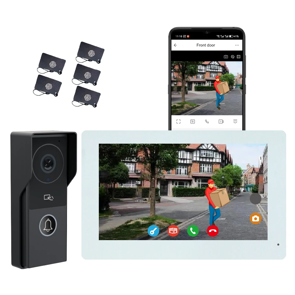 Tuya 2 Wire Video Doorbell with Touch Screen Monitor Smart Life Waterproof Door Phone with Video Camera and Unlocking Function - Image 3