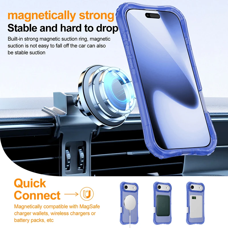 Beautyline 3 in 1 Magnetic Custom Fashion 360 Magnet Wholesale Mobile Cell case Covers Case for iphone 17 air Pack of 50 - Image 2