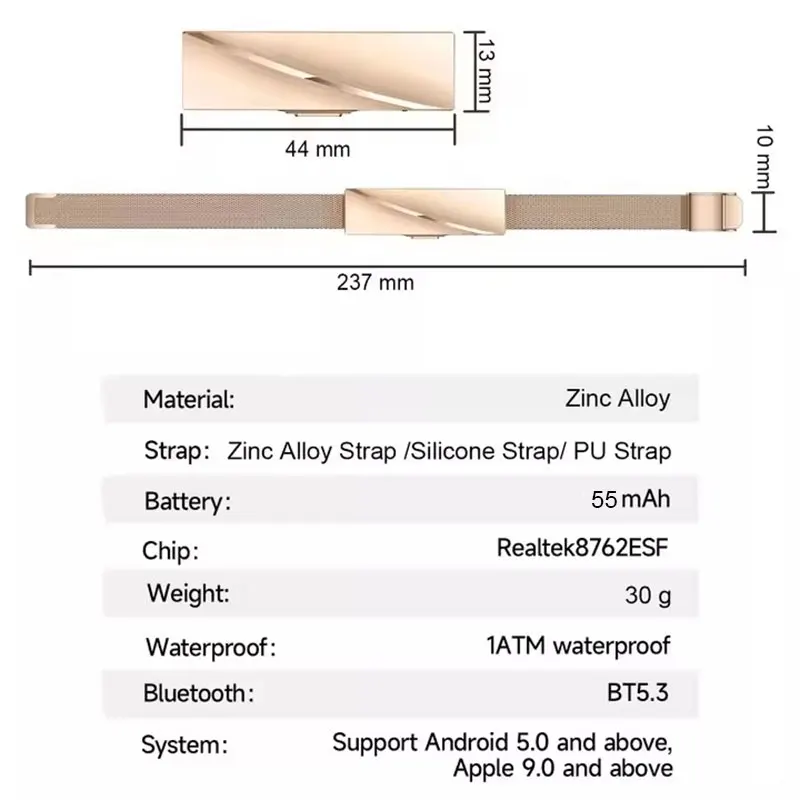 Fashionable Waterproof Alloy Screenless Heart Rate Blood Oxygen HRV Sleep Monitor Sport Smart Bracelet With SDK Pack of 10 - Image 4