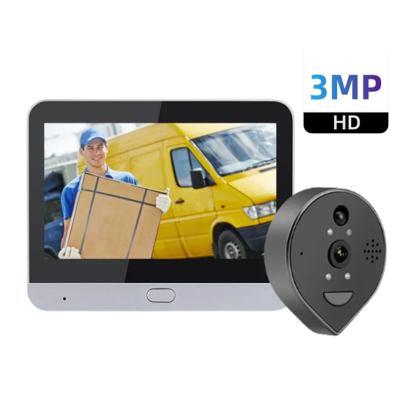 ENXUN Smart 4.3 Inch 3MP Video Doorbell Camera with Night Vision and Wide Angle Monitor Door Peephole Viewer Doorphone