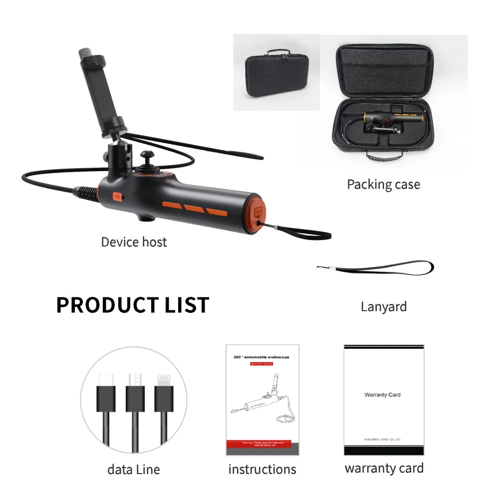 2024 Hot 360° Endoscopic Camera 6mm Video Flexible HD Industrial Endoscope Camera Phone Portable Car Camera Automotive Borescope - Image 4