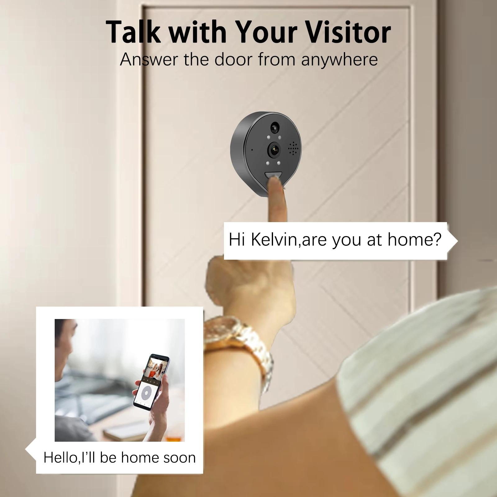 ENXUN Smart 4.3 Inch 3MP Video Doorbell Camera with Night Vision and Wide Angle Monitor Door Peephole Viewer Doorphone - Image 2