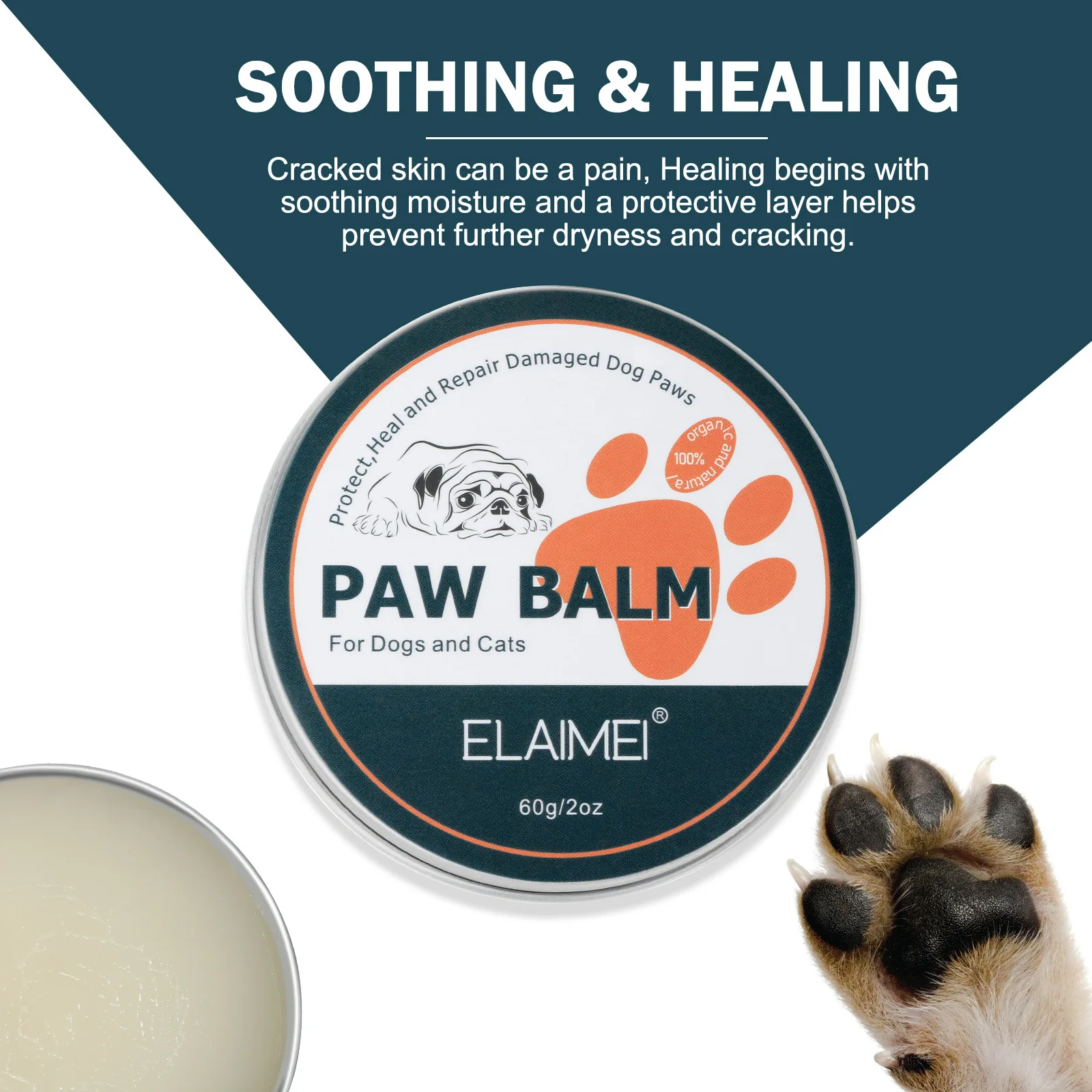 Custom Logo Organic Vegan Dogs Cats Paw Hydrates and Damaged Protects Repairing Cream Ointment Soother Nose Paw Balm for Pets Pack of 10 - Image 4