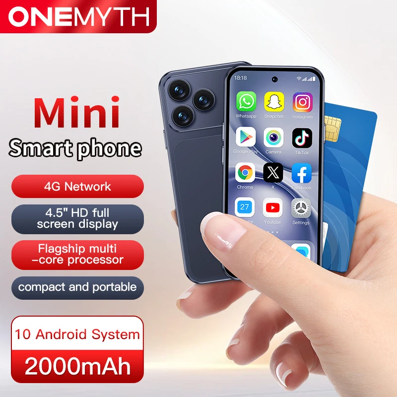 ONEMYTH A19Pro Mini Smartphone 4G Dual SIM 4.5" HD Mobile Phone 2000mAh 2GB+16GB Android 10.0 Play Store Small Cellphone Face ID Pack of 5 - Image 4
