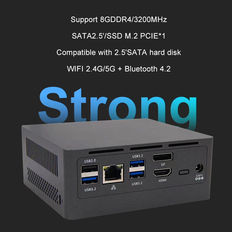 12th Gen Intel N100 Quad Core Processor Mini PC NUC Windows11pro 8Gb DDR4 3200Mhz SSD 12V Lan 4K Gaming - Image 4