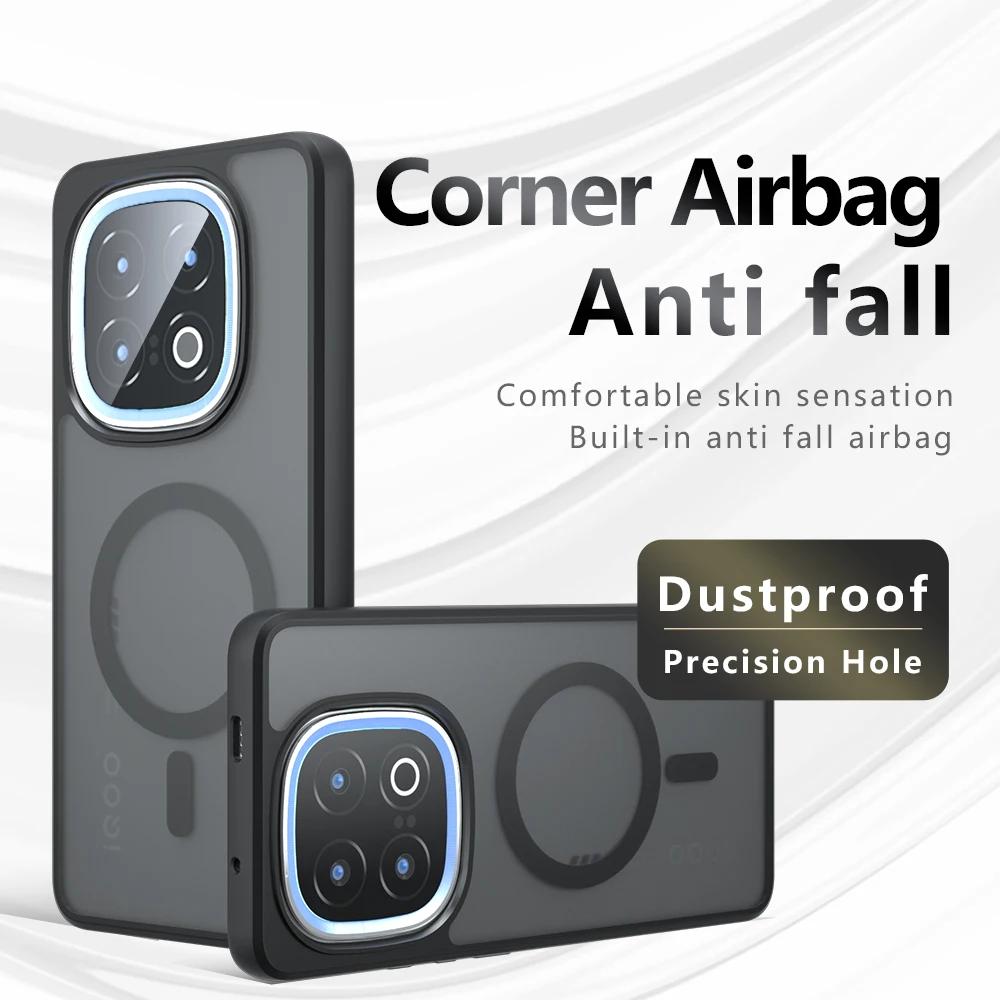 Case for VIVO IQOO Z10 Turbo Pro Luxury Matte Armor Magnetic Case for IQOO 15 13 12 Wireless Charging Funda Pack of 10 - Image 2