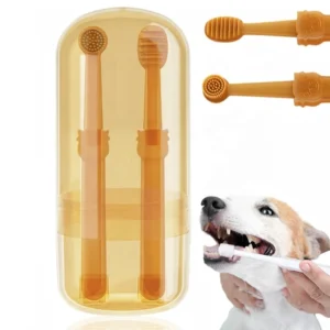 Dog Grooming 360 Degree Small Dog Silicone Toothbrush Kit with Storage Box for Pet Grooming Pack of 10