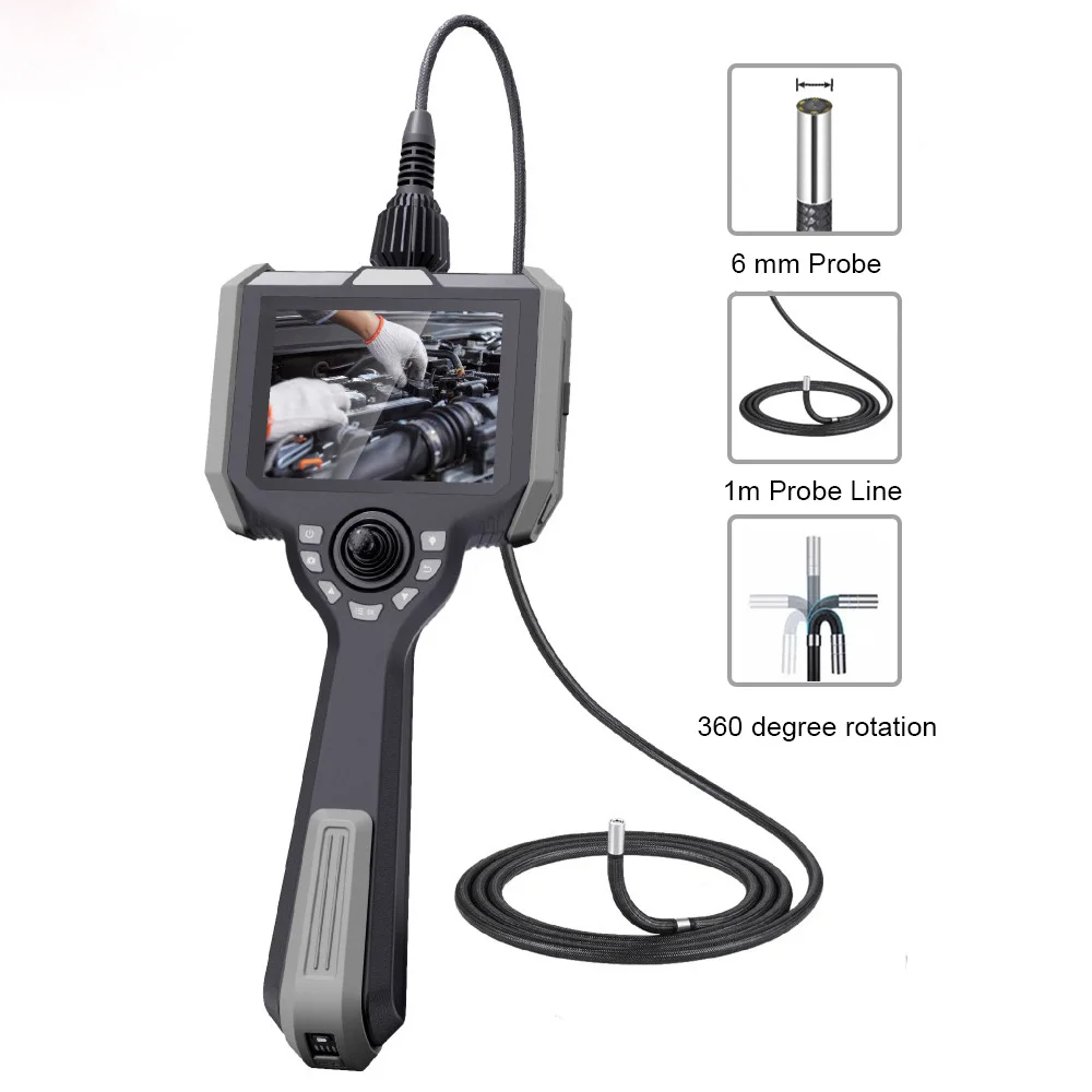 360-Degree Industrial Endoscope Camera 5 Inch HD IP67 Waterproof Optical Fiber Analog Camera Factory Direct Borescope Camera
