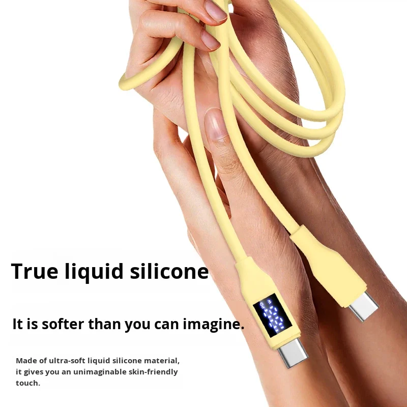 60W True Silicone Type-C Android 6A Fast Charging Digital Display Data Cable for Mobile Phone Pack of 50 - Image 2