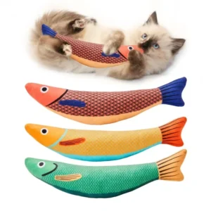 Pet Supplies Toys for Pets Fish Soft Durable Interactive Cat Kicker Toys Fish Shape Catnip Chewing Interactive Movement Toy Pack of 2