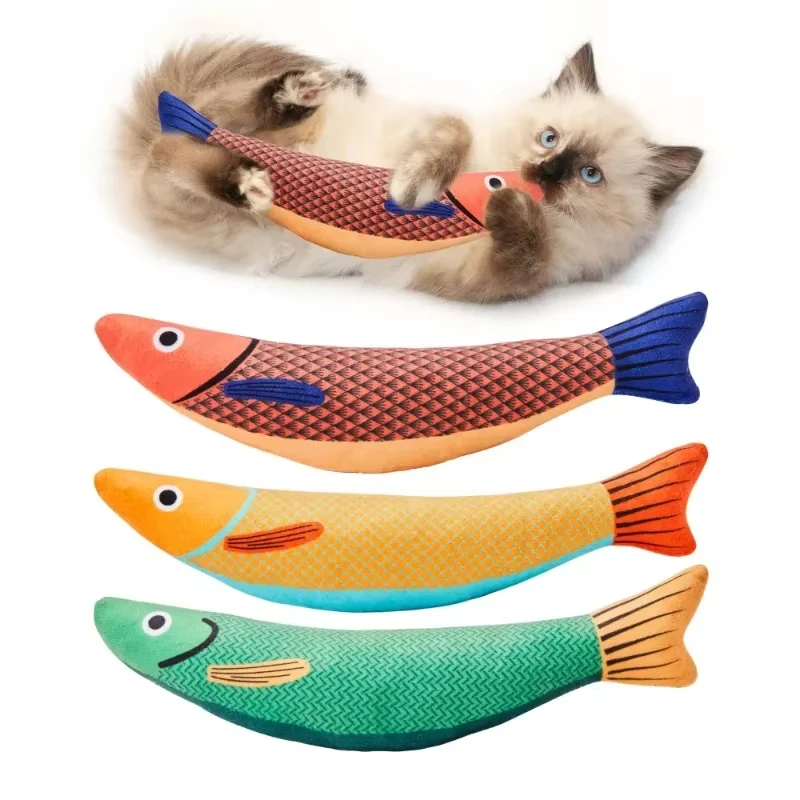 Pet Supplies Toys for Pets Fish Soft Durable Interactive Cat Kicker Toys Fish Shape Catnip Chewing Interactive Movement Toy Pack of 2