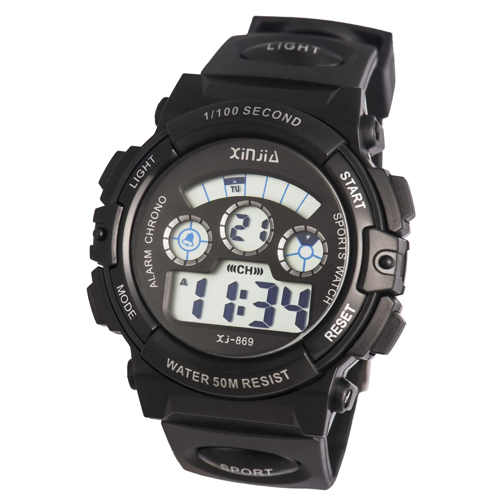 Xinjia 12 Colors Digital Stop Watch Oem Waterproof Digital Wristwatches Alarm Orologi Pack of 2 - Image 2