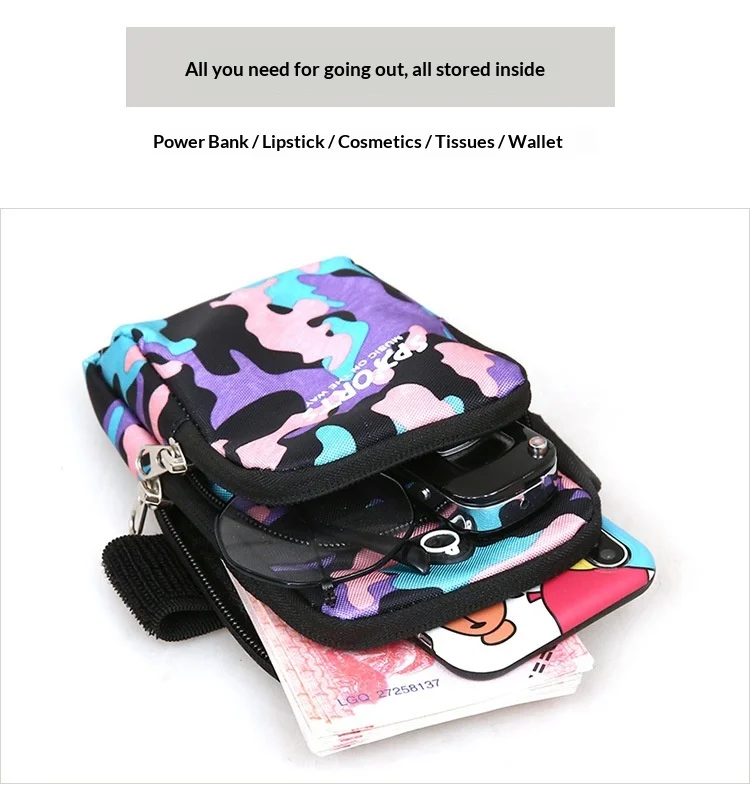 Direct Factory Custom Multifunctional Nylon Cross Body Outdoor Crossbody Mini Small Wrist Arm Bag Mobile Phone Bags - Image 3