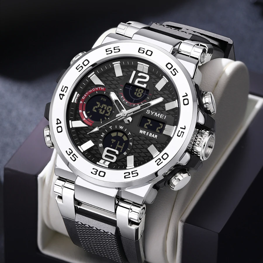 New Fashion Men's Business Watch Alarm Clock Stopwatch Chronograph Hand-Up Light Multi-Functional Plastic Hidden Pack of 2