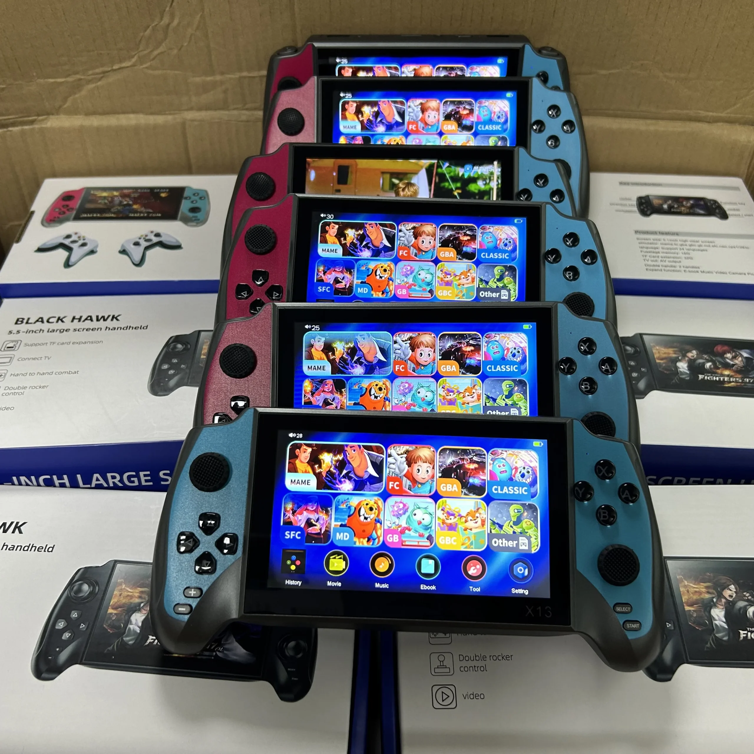 X13 5.5" Portable 3000 Games Handheld Android Kids Retro Portable Video Game Player HD Game Console Pack of 2 - Image 2