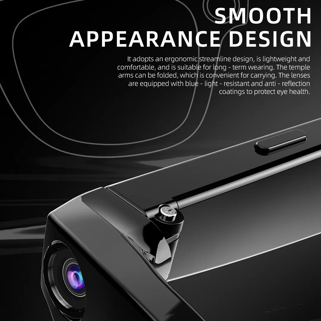 AI Smart Wearable 8MP Video Camera Glasses with Bar Design Smart Eye Glass with Camera Accessory Warranty Pack of 2 - Image 2