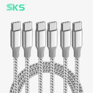 Nylon Braided USB-C C Cable 60W 5A PD Fast Charging 1m/3m High-Speed 20Gbps Data Transfer iPhone MacBook Laptop Printer Pure