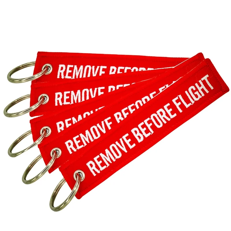 Fabric Embroidery Custom Bike Car Motorcycle Aviation Keychain Accessories Wholesale Keychains REMOVE BEFORE FLIGHT Pack of 2 - Image 2