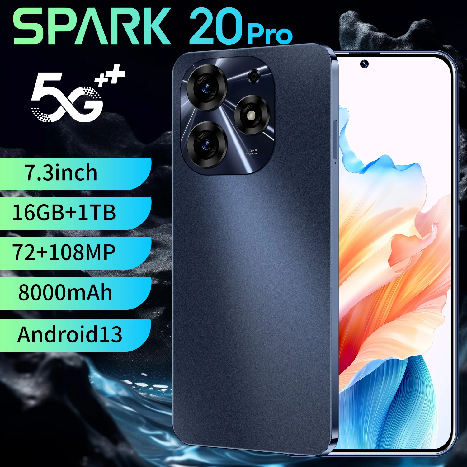 Brand New Tecno Spark 20 Pro Phone HD+ 5g Smartphone Plus10-core 5g Network 7000mah Android14.0 16GB+1TB Mobile Phone - Image 4