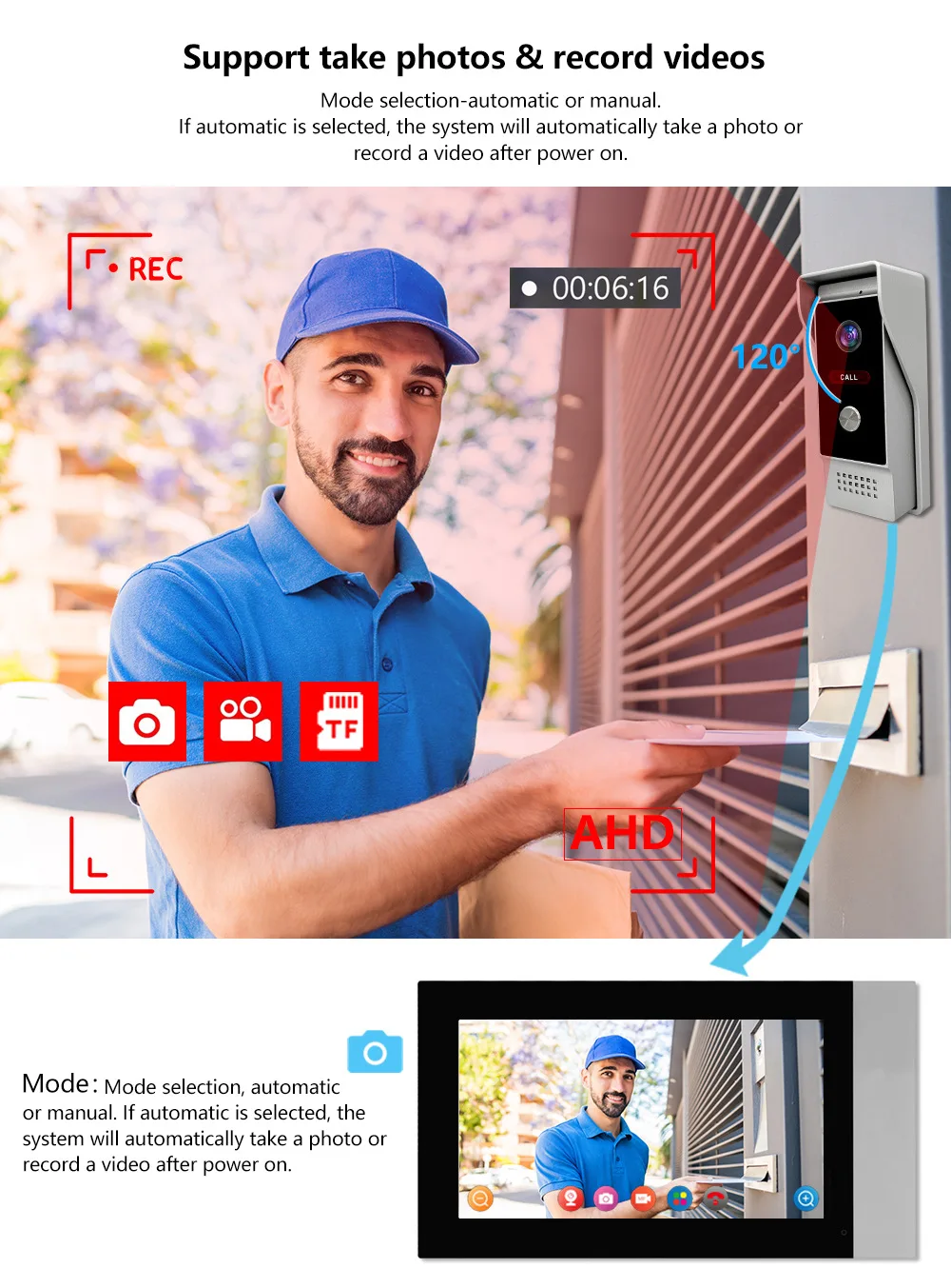 Motion Detection Door Camera Villas 1080P Security Visual Doorbell Video Intercom Waterproof Tuya Smart WiFi Video Door Phone - Image 3