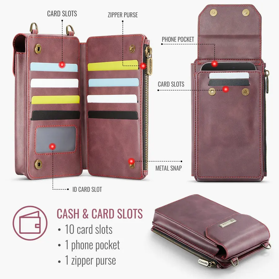 CaseMe RFID Women and Men RFID Phone Bag Universal Big Size Mobile Phone Zipper Wallet Card Holder for iPhone Accessories Pack of 10 - Image 2