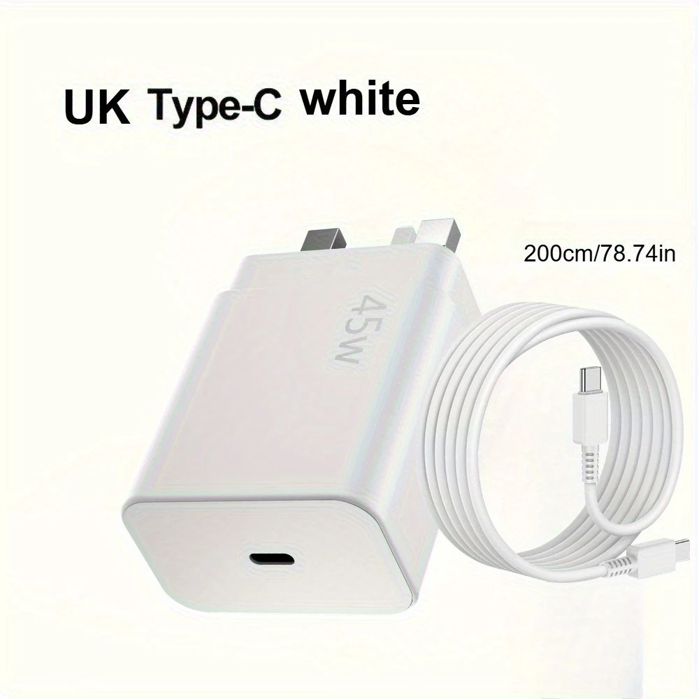 45W Type-C Super Fast Charging PD 3.0 USB C Data Cable for Samsung for Galaxy S22 S23 S24 Ultra EU UK Plug Pack of 5 - Image 2