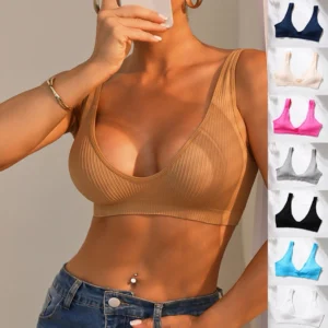 Wholesale Sexy Seamless Bra Deep V Plus Size Underwear Single Layer Steel Ring Soft Breathable Comfortable Pack of 20
