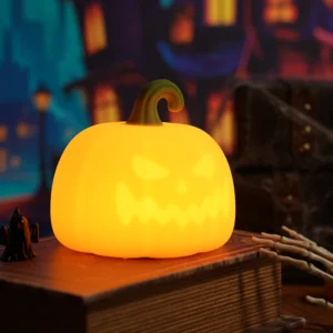Halloween Decorations Unique 3D Night Light Creative Cute LED Table Lamp PUMPKIN Shape Silicone Night Light for Kids/mother Pack of 4