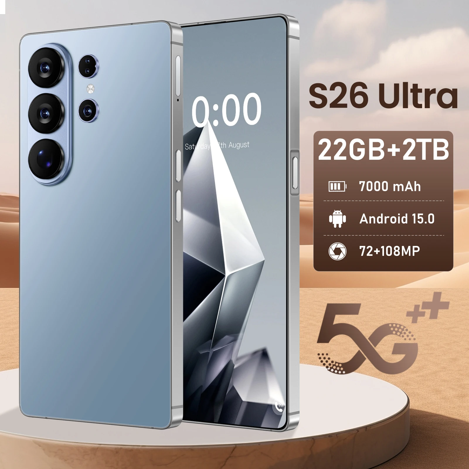 Vivid Colors S26 Ultra 5G Smartphone 7.3 Inch 2K 16GB+1TB Android 15 Deca Core Global Version Dual SIM Mobile Phones - Image 3