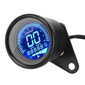 Black Motorcycle Digital Speedometer Retro LCD Odometer Retro LCD Odometer LED LCD Tachometer Indicator Universal