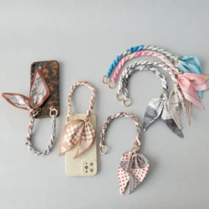 High-appearance Female Wrist Mobile Phone Straps Wide Version Hanging Rope With National Wind Ins for Mobile Case Pack of 5