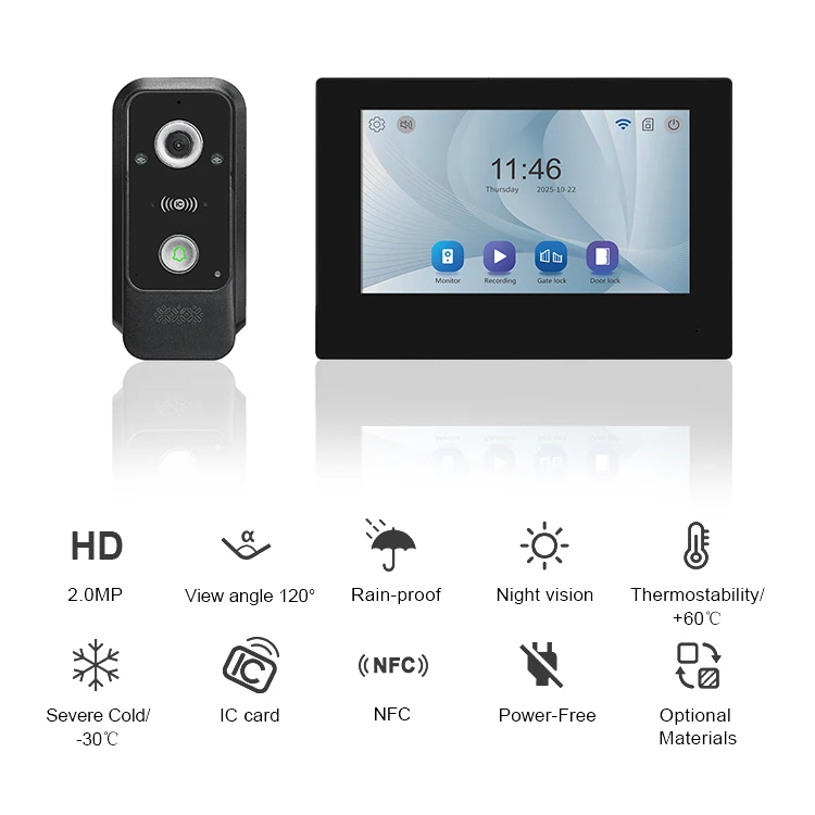 Smart Intercom System with Camera 2 Wire Doorbell with Monitor Video Door Phone for Office and Residential Security - Image 2
