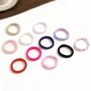 Golisi Jewelry Korean Style Simple Seamless Towel Hair Ring High Elasticity Durable Fabric Stars Natural Hair Rope Women's Hair Pack of 20