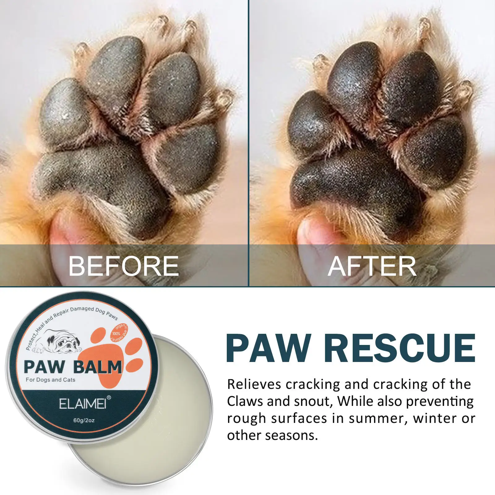 Custom Logo Organic Vegan Dogs Cats Paw Hydrates and Damaged Protects Repairing Cream Ointment Soother Nose Paw Balm for Pets Pack of 10 - Image 3