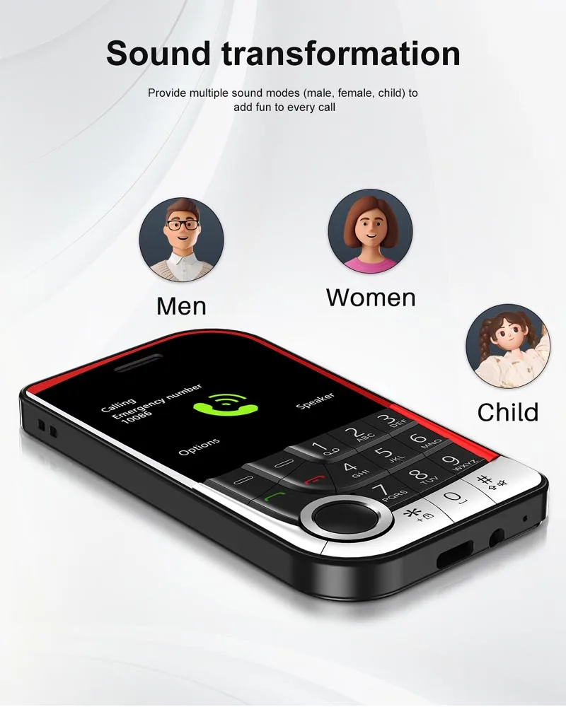 V10 Small Cell Phone 2 SIM Card Camera Flashlight MP3 FM Magic Voice 2.01" Display 2G GSM Push Button Mobile Phones Type-C Pack of 5 - Image 2