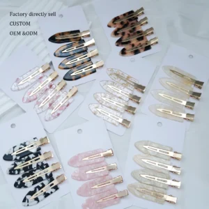 SAIYII Custom logo Mini Metal Cellulose Acetate Hair Clip Set Fashion Pink Handmade Clips Hair Accessories for Girls