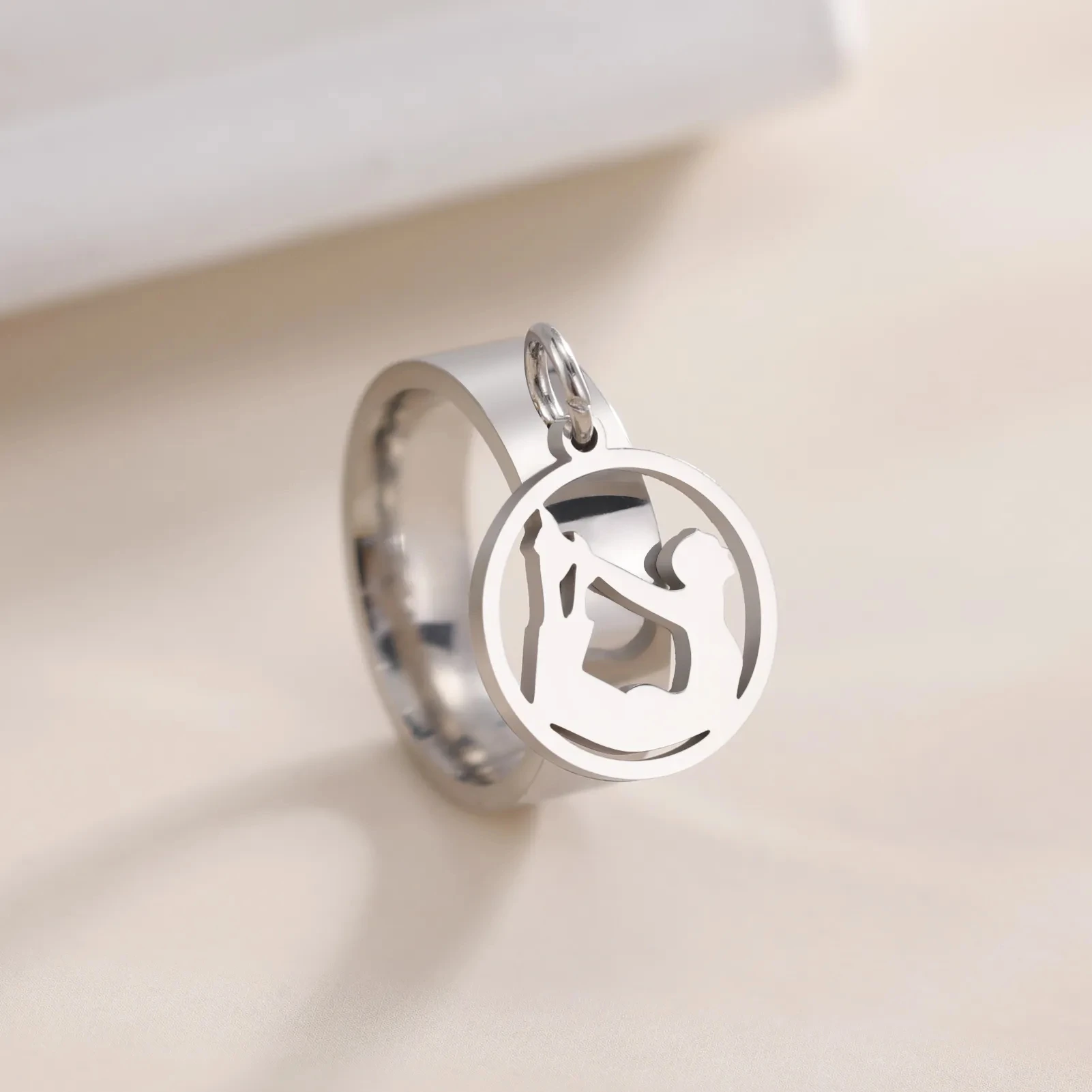 Stainless Steel Gymnast Sport Yoga Meditation Rings for Women Men Jewelry Finger Ring Party Birthday Gift Wholesale Pack of 10 - Image 4