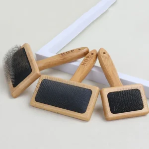 Factory Wholesale Custom Logo Bamboo Wood Pet Pin Brush Cat Dog Grooming Slicker Brush Pack of 50