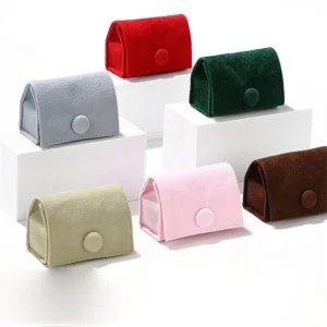 Custom Logo Small Travel Jewelry Box Lady Velvet Ring Jewelry Storage Pouch Jewelry Organizer Pack of 200