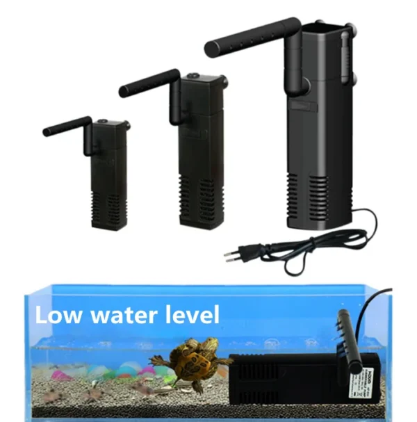 Small 3-in-1 Plastic Low Water Level Aquarium Filter Submersible Built ...