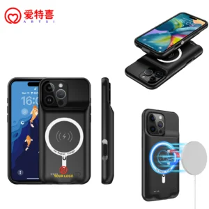 Trending Products New Arrivals Mobile Phones 2in1 Backup Cover Wireless Charger Cases 16 Pro Max Battery case for iphone 15 Pack of 20