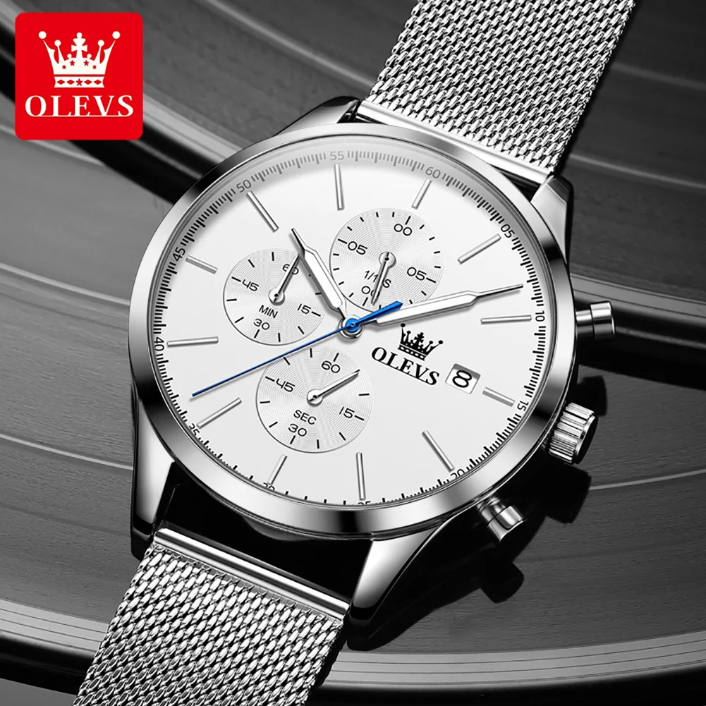 OLEVS 2881 Minimalist Mens Fashion Ultra Thin Watches Simple Men Business Stainless Steel Mesh Belt Quartz Watch Custom Logo - Image 2